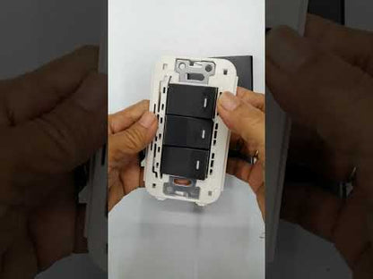 Panasonic 3-Gang 1 Way Swiitch Gray 16A 250V with Wide Color Refina Series Metallic Black Plate Cover WEG6803MB-1/3XWEG5001HK-5