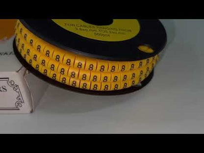 Grippes Cable Marker "8" 3.6mm to 5.2mm Color Yellow 1roll 500pcs EC-2Y