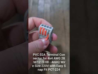 PVC 32A Terminal Connector for 4x4 AWG 28 to 12 (0.08 - 4mm) Wire Size 220V with Easy Snap Fit PCT-224