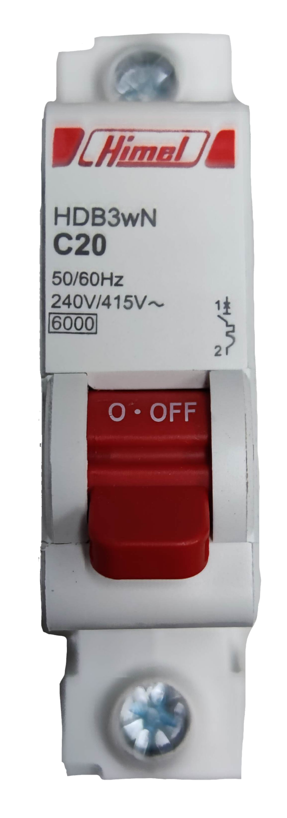 Himel 20a 1 pole MCB 220V circuit breaker with red switch for electrical protection