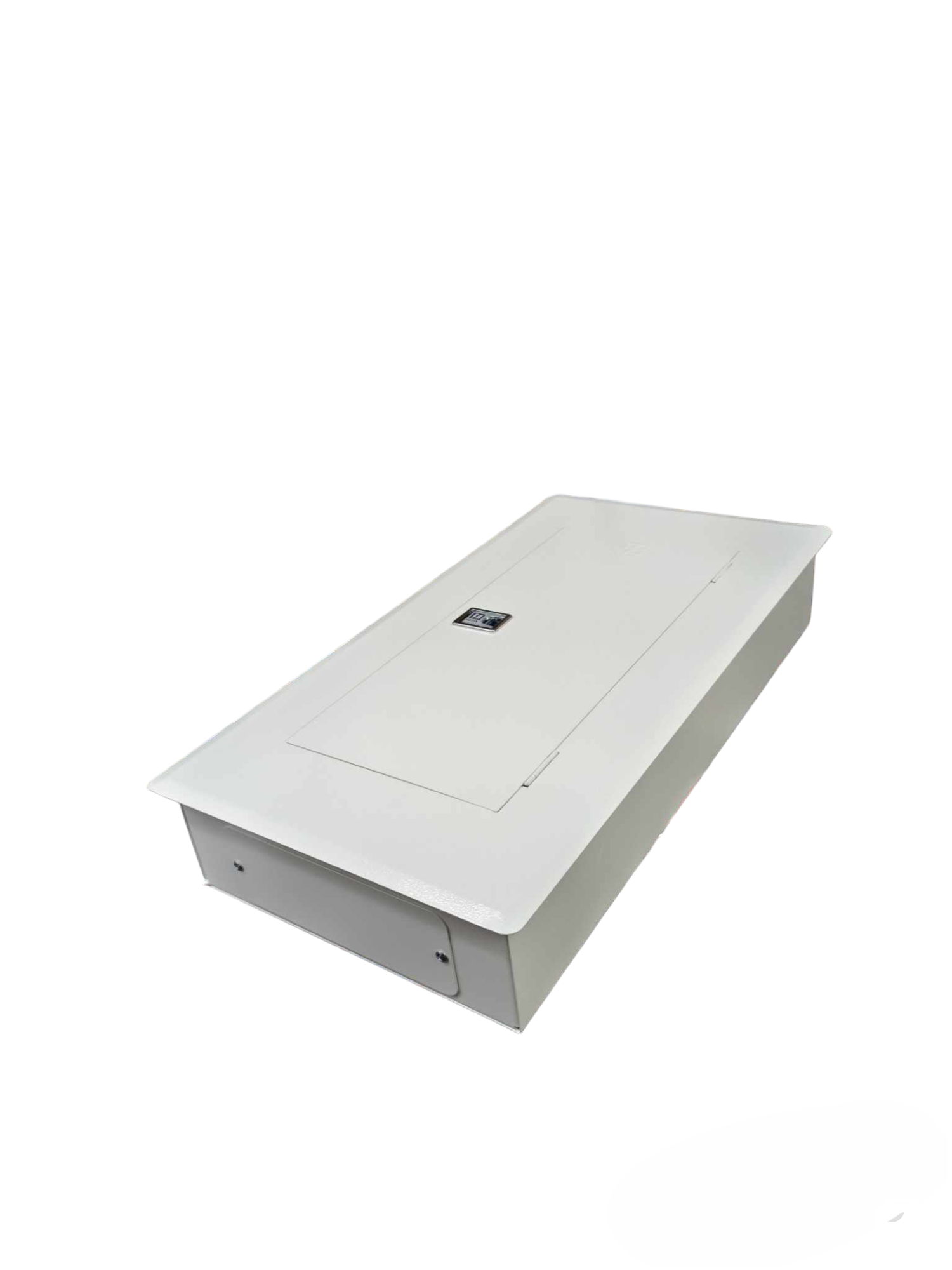 White metal recessed electrical box with hinged cover and latch for 16 Branches Panel Board for 2 Pole MCB