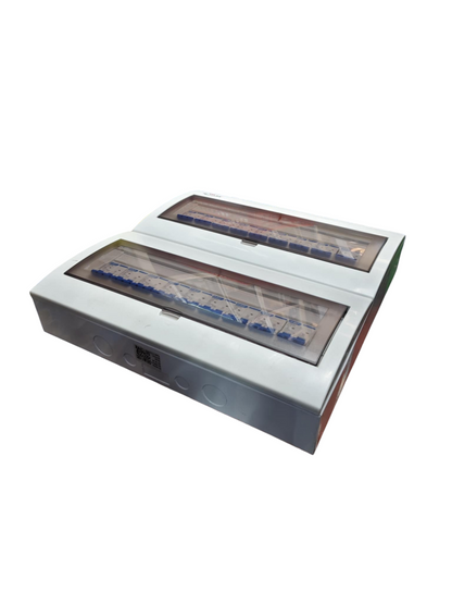 Chint 50A 2 pole panel board with breakers dual row surface mount metal enclosure with transparent covers