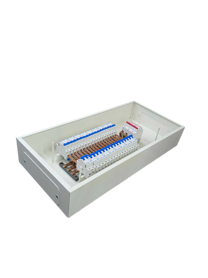 Himel Panel Board 18 Branches for MCB 100A 2P white metal enclosure with busbars and MCB rows