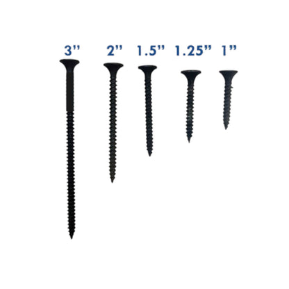 Assorted black wood screws 1 to 3 inch shown and listing for Black Screw 4 Inch for Wood Gypsum from China
