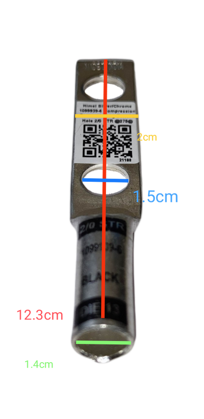 Utilux Terminal Lugs Long Barrel 2 Holes 60mm silver electrical lug closeup showing measurements