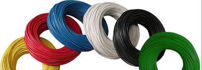 Royu 175mm Stranded 350MCM Blue wire coil shown with red yellow white black and green coils for electrical use