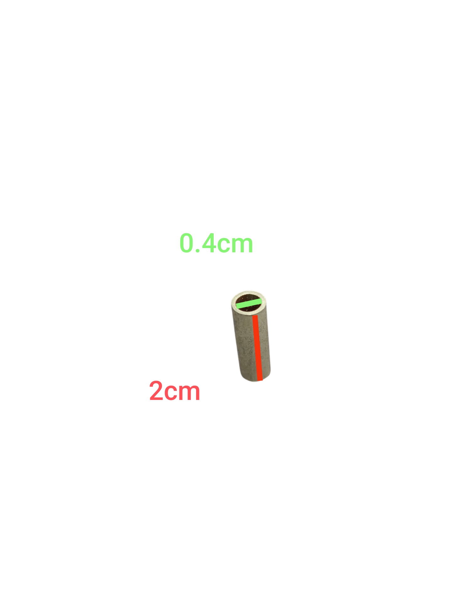 Butt Connector 2mm - 50mm metal crimp sleeve with red stripe and green inner lining 2cm