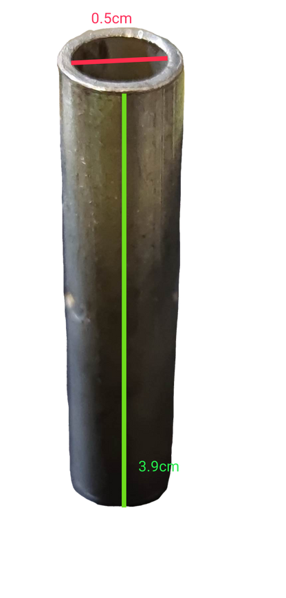 Silver cylindrical metal butt splice connector on black background showing inner bore and length Butt Connector 2mm - 50mm