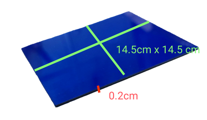ptical Filter Blue 14.5cm x 14.5cm rectangular blue optical filter with 0.2cm thickness