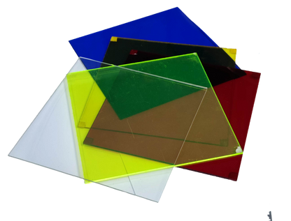 Local Seasonal & Decorative ptical Filter Blue 14.5cm x 14.5cm and other colored optical filters on black background