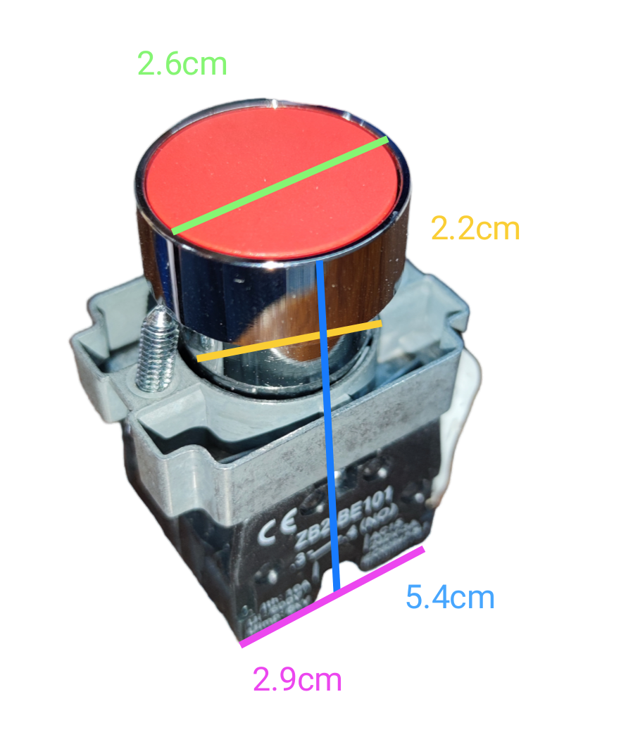 Grippes Push Button Switch 22mm with Metal Head featuring red top and compact metal body