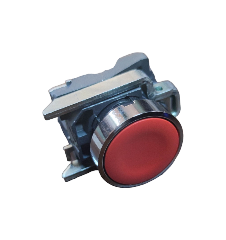 Schneider Push Button Switch Red Normally Open with metallic frame for power control applications