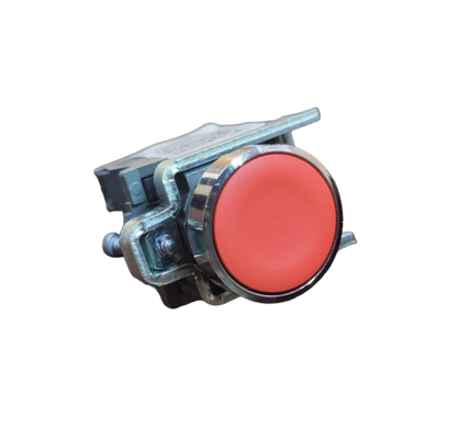 Schneider Push Button Switch Red Normally Open with metal frame and red circular button