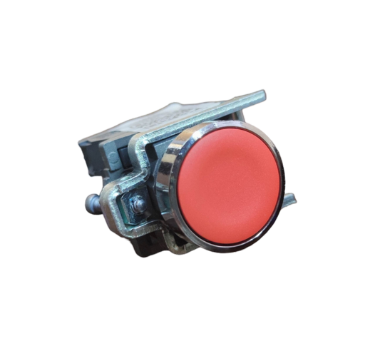 Schneider Push Button Switch Red Normally Open with metal frame and red circular button