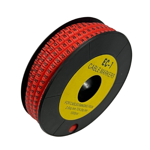 Grippes cable management spool with R Marker Red 2.6mm to 4.2mm 1000pcs wire markers for easy identification