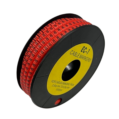 Grippes cable management spool with R Marker Red 2.6mm to 4.2mm 1000pcs wire markers for easy identification