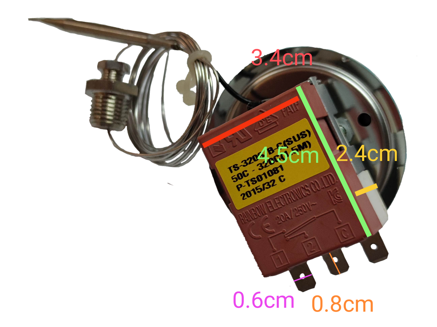 Grippes Rainbow thermostat 0 to 320 degrees water dispenser part with metal probe and wiring