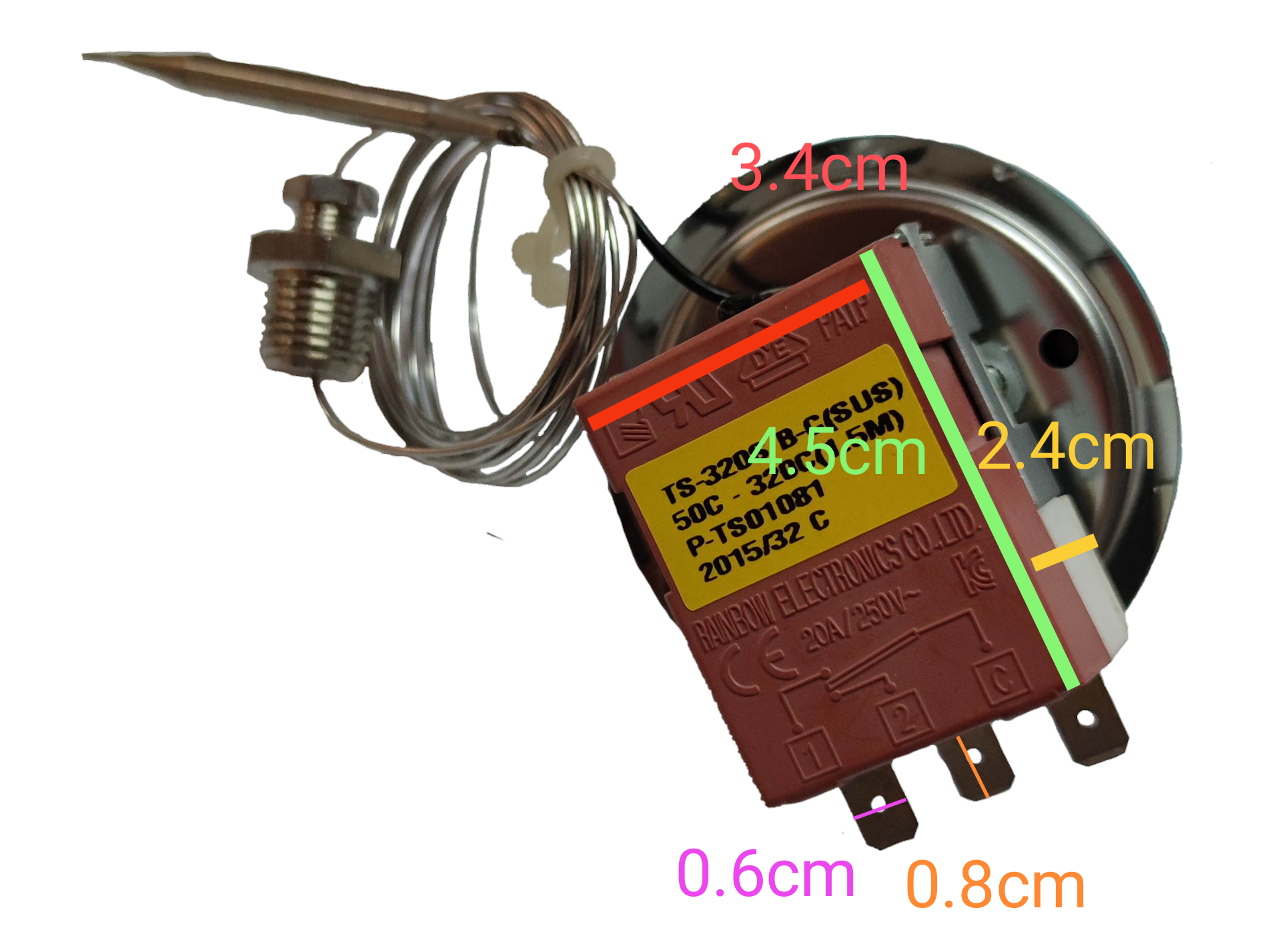 Grippes Rainbow thermostat 0 to 320 degrees water dispenser part with metal probe and wiring