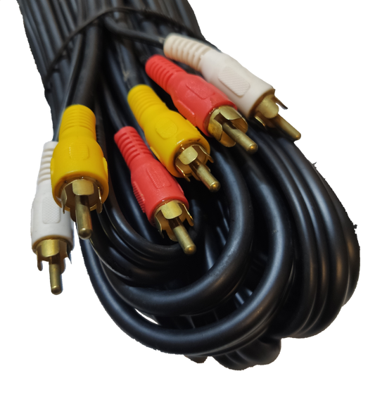 RCA 3x3 yellow red white cord with gold-plated connectors for audio and video devices