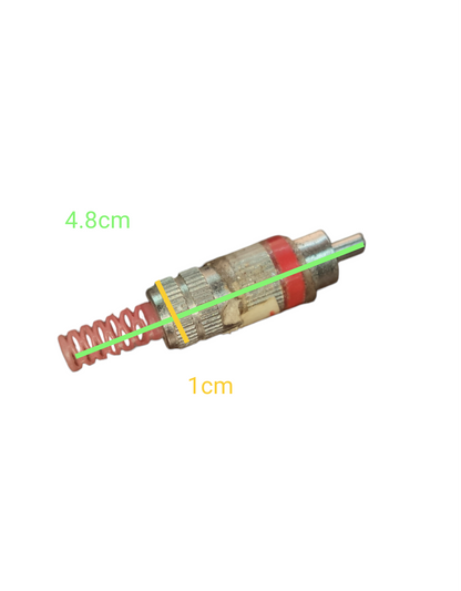 Electx Electrical Supply RCA Plug Connector Male Red with spring and metal casing measuring 4.8 cm length