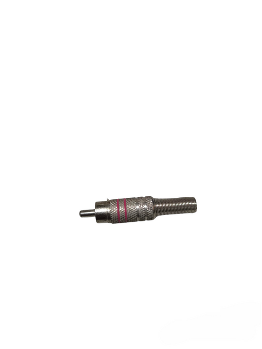 Local vendor RCA Plug Metal 3 Stripe with metal body and knurled grip for electrical circuitry
