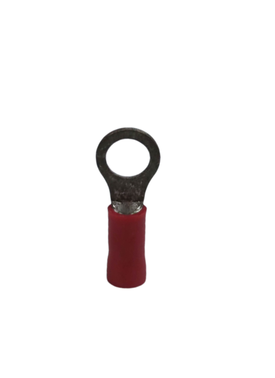 Red insulated ring terminal lugs for secure electrical connections in circuit assembly