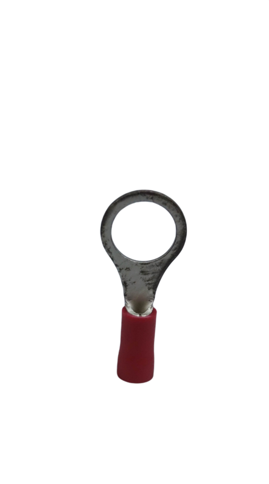 Red insulated ring terminal lugs for connecting electrical circuitry securely and safely