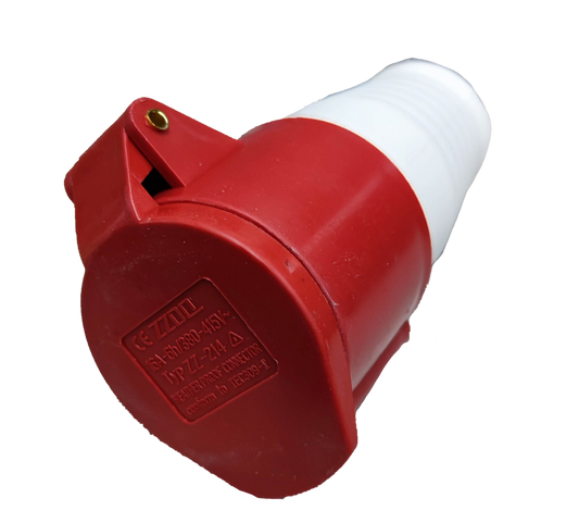 Grippes industrial outlet cord connector 16A in red and white for secure electrical connections