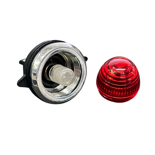 Auspicious red panel indicator light 220 volt with chrome base and vibrant red lens for optimal visibility