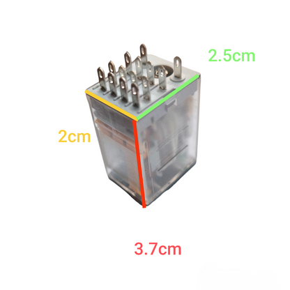 Schneider Relay 220V 14 Pins RXM4LB2P7 transparent electrical component with metal pins