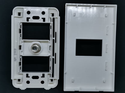 Royu white plastic 1 Gang F Jack Thread Type Outlet wall plate with mounting frame and coax jack