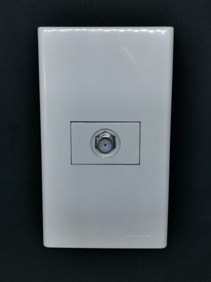 Royu white single gang wall plate with 1 Gang F Jack Thread Type Outlet coaxial connector flush mount
