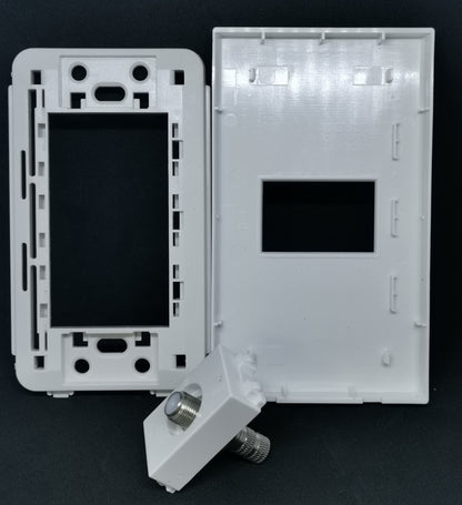 Royu white plastic wall plate and mounting bracket with 1 Gang F Jack Thread Type Outlet for coax