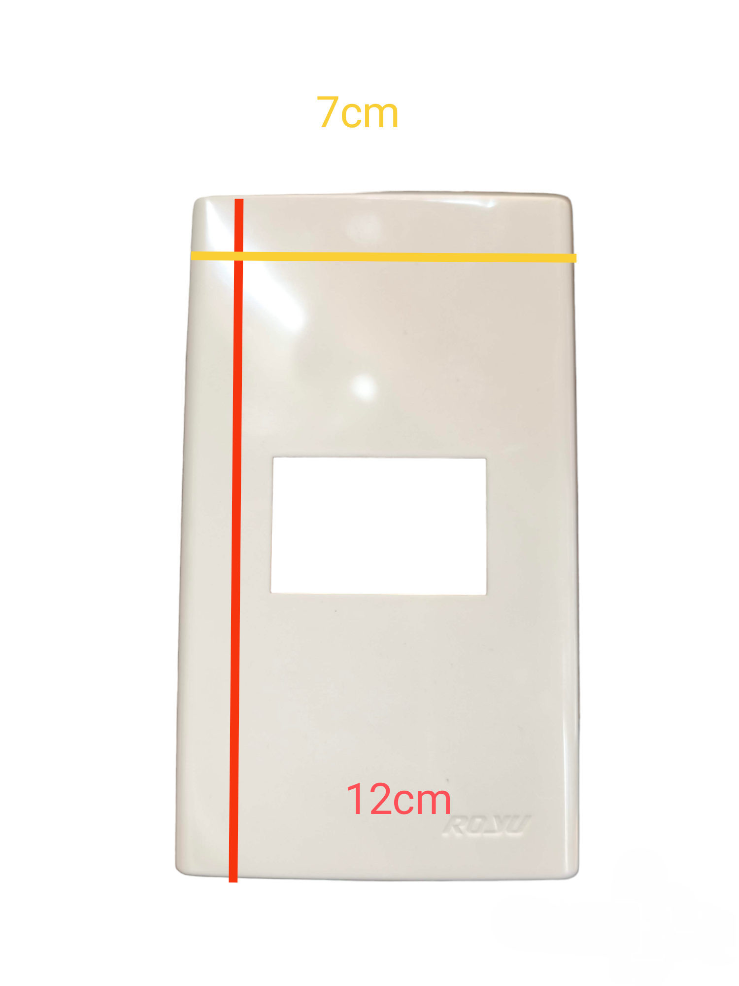 RWP1 wall plate cover Royu white plastic single module faceplate with rectangular cutout 7cm by 12cm
