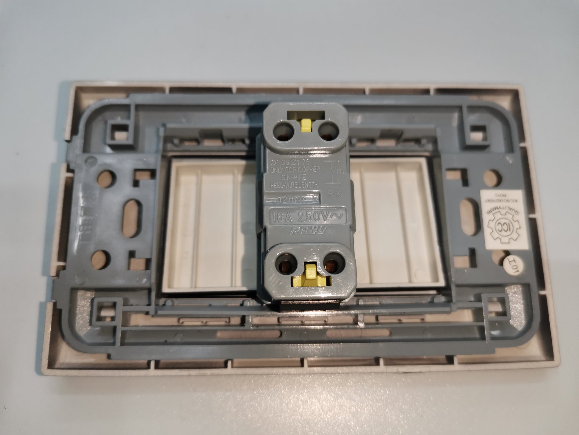 Royu Switch Flush 10A 250V Black electrical switch mounting frame and back plate