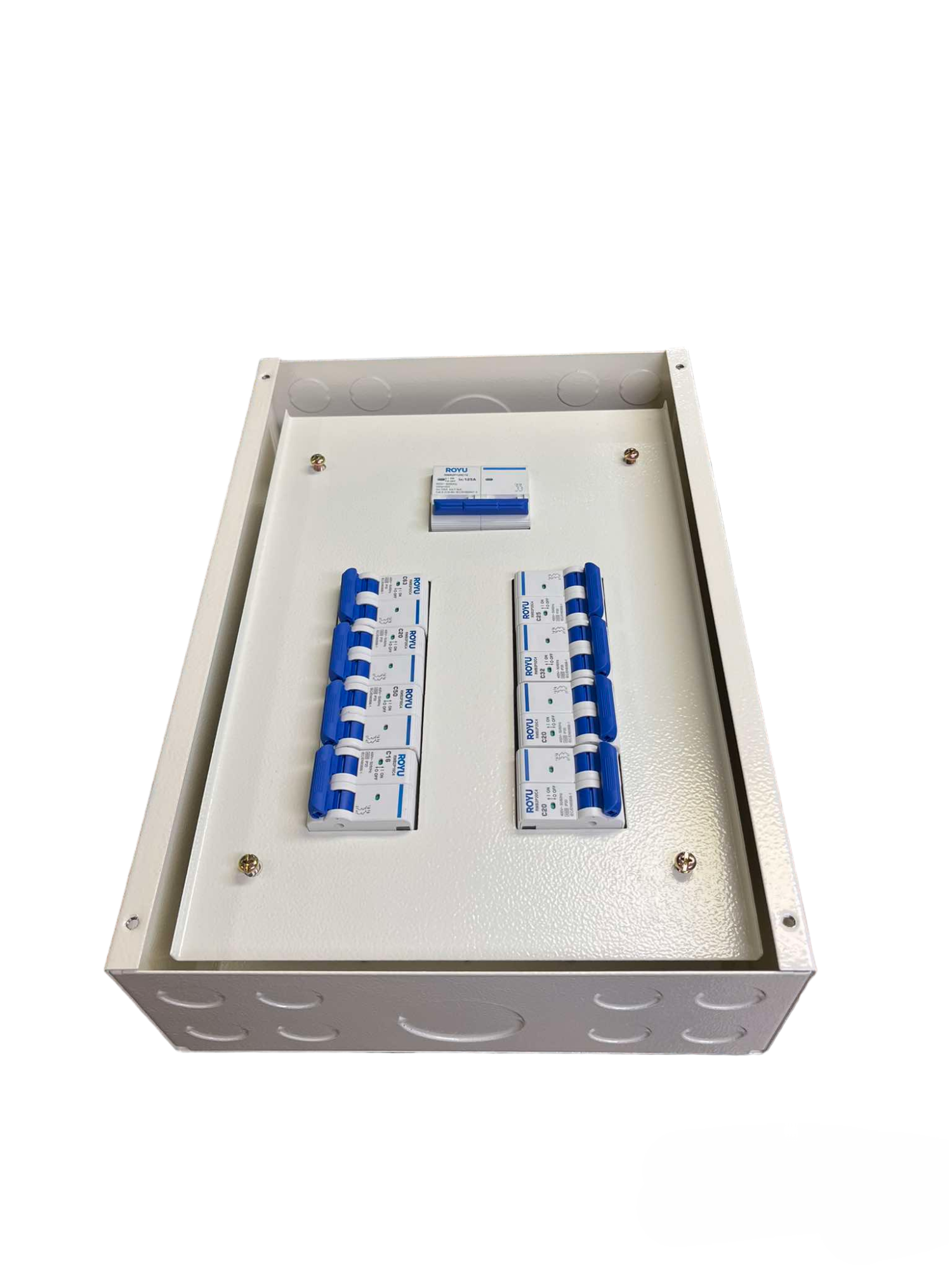 Panel Board with 125A 2Pole Main electrical circuitry part by Royu and Koten with multiple circuit breakers