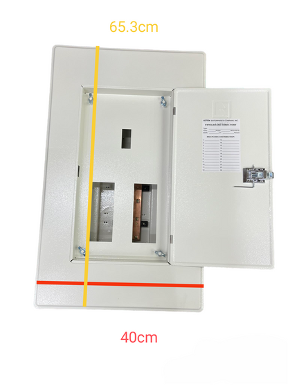 Koten metal electrical enclosure with open door showing busbars and label Panel Board 125A 2P with 6 Branches B-On.