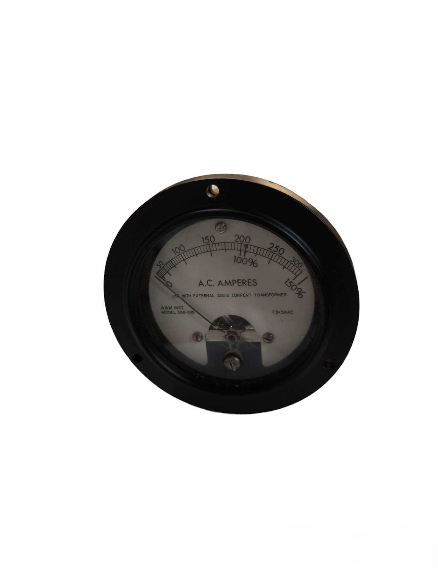 A&M round 70mm amp meter 220V with black casing and analog AC amperes display