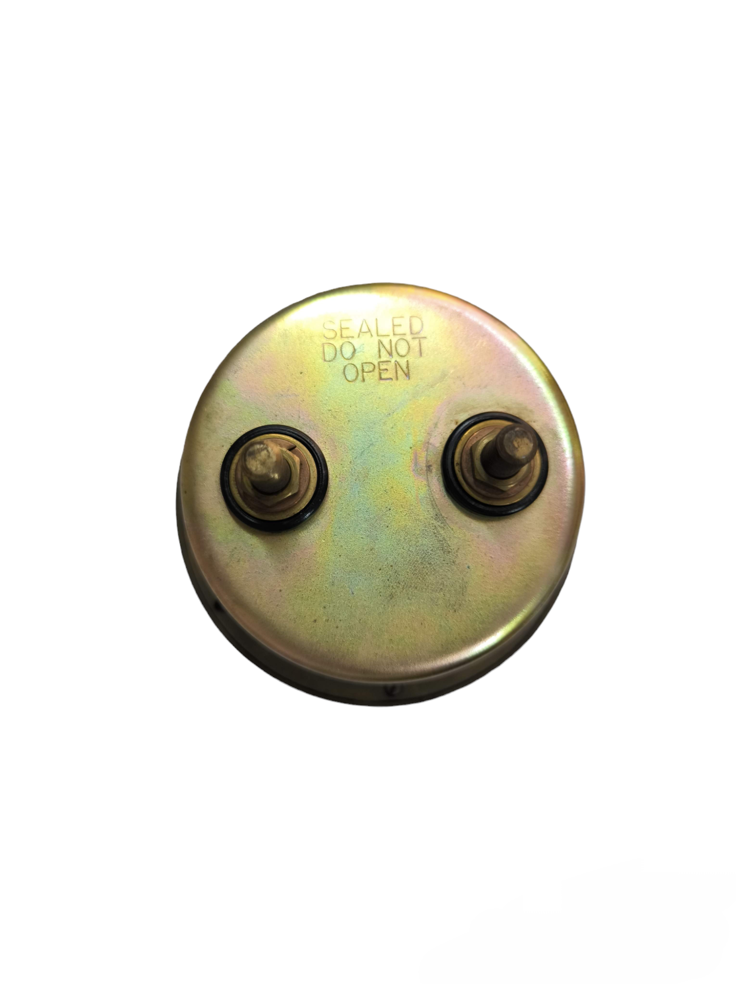 Back view of A&M round 70mm amp meter 220V electrical circuitry part with sealed connectors