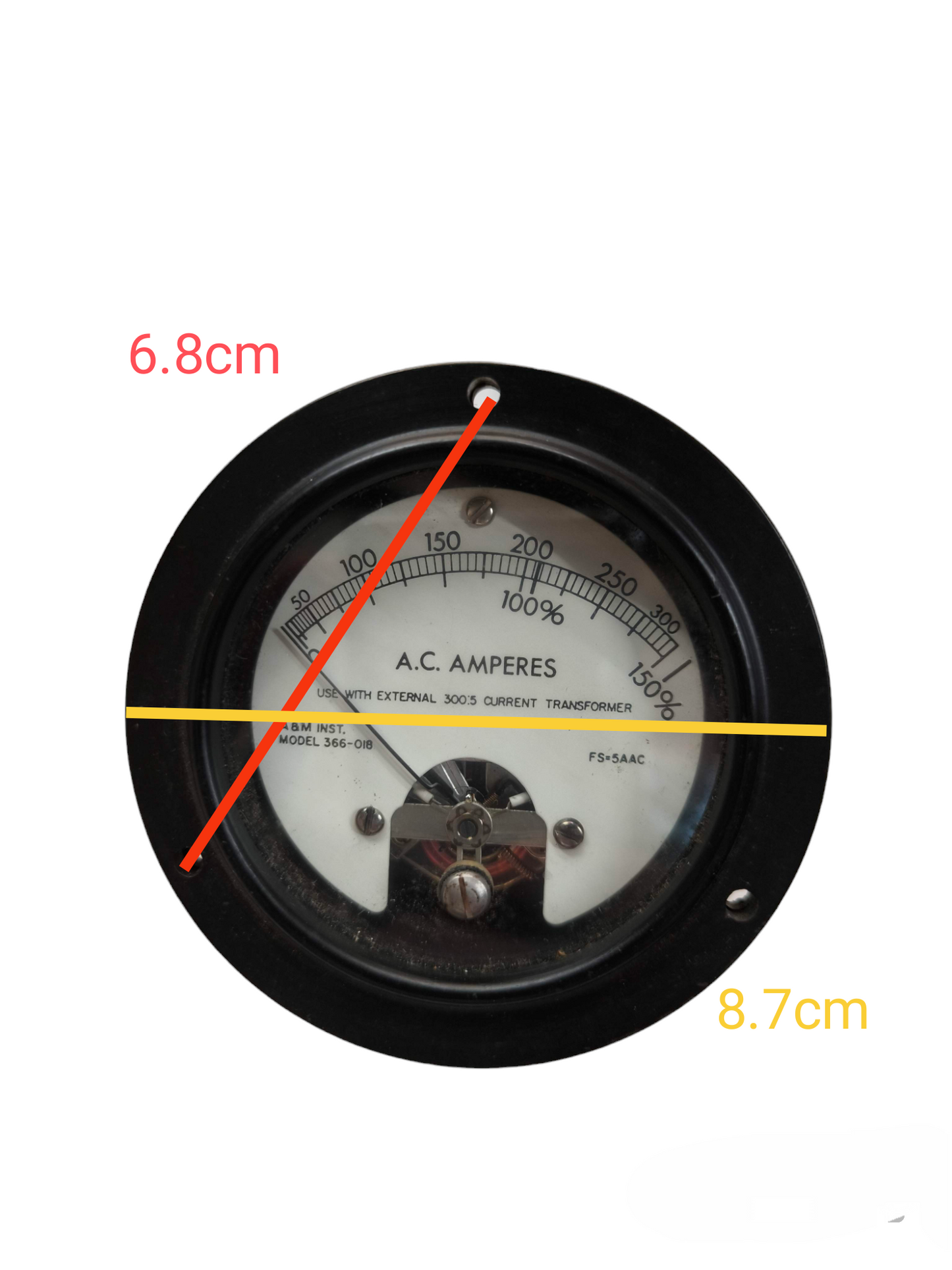 A&M round 70mm amp meter 220V with black casing and clear dial for electrical current measurement