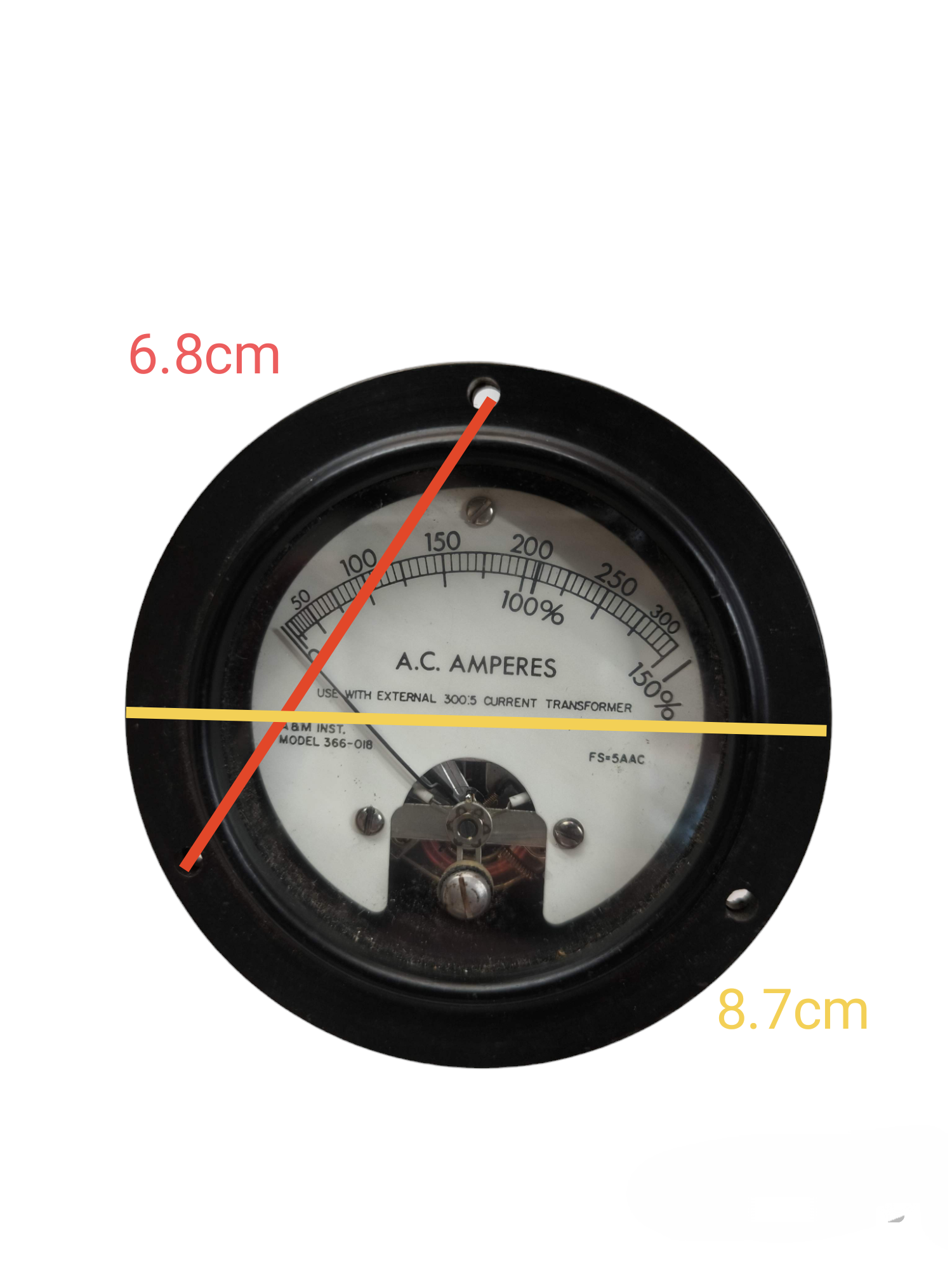 A&M round 70mm amp meter 220V with black casing and clear dial for electrical current measurement