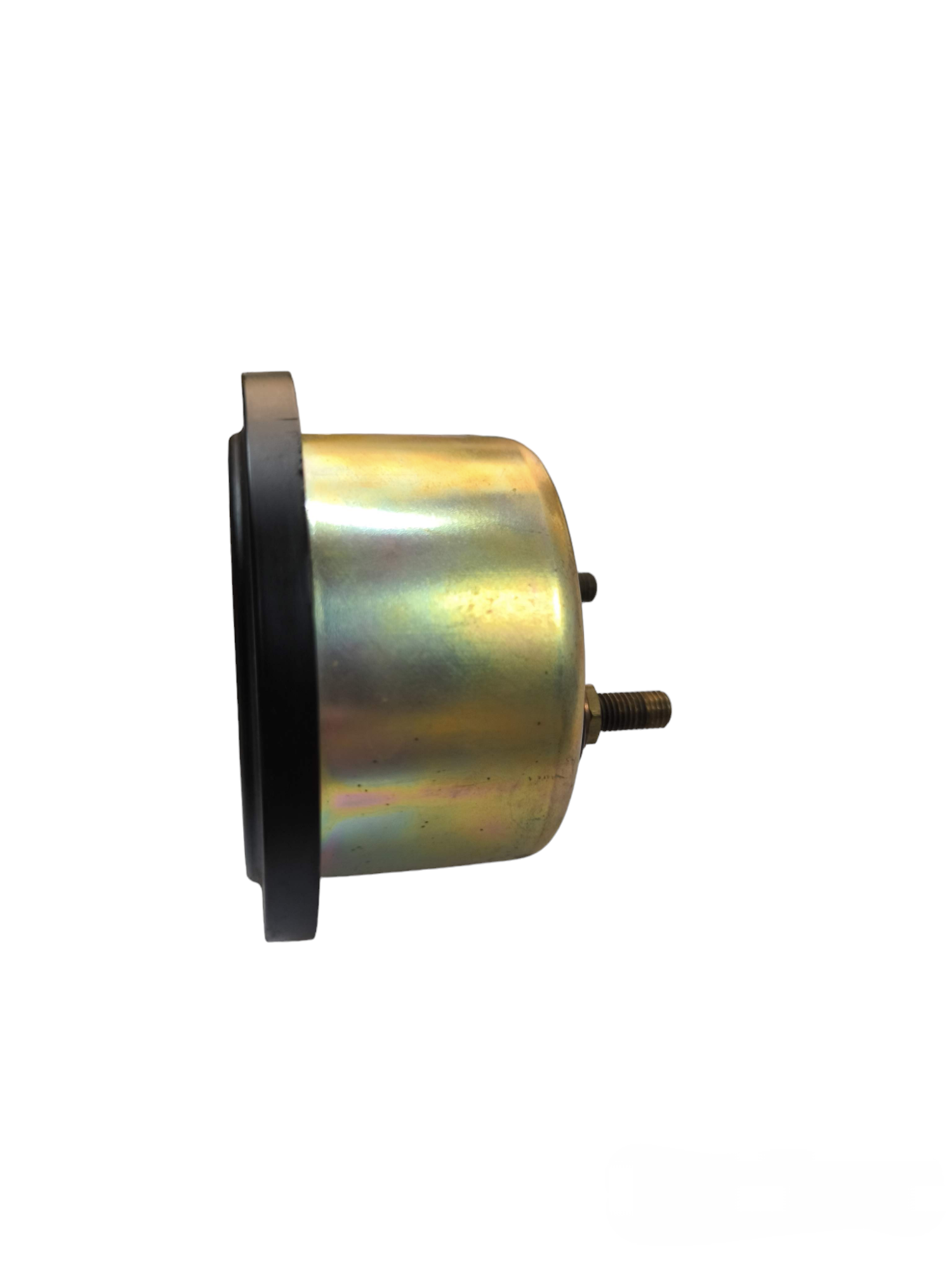 Side view of round 70mm amp meter 220V electrical circuitry part by A&M with metal casing