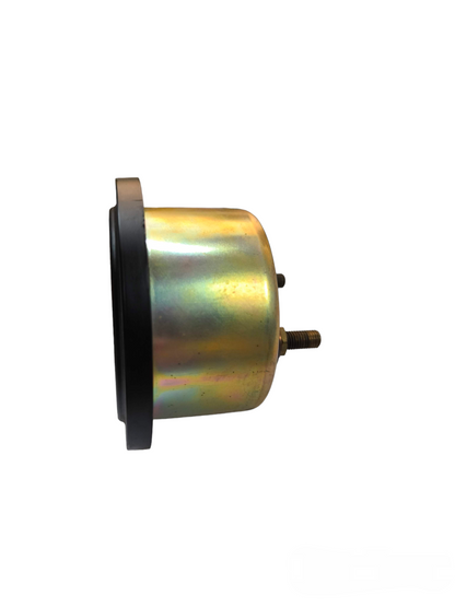 Side view of round 70mm amp meter 220V electrical circuitry part by A&M with metal casing