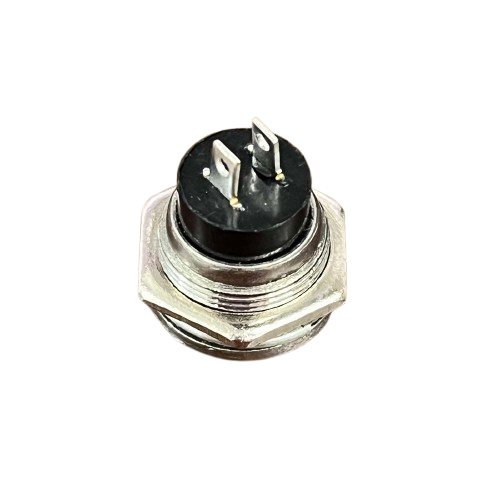 Round Push Button 1A 220V White with metal housing and two terminal pins
