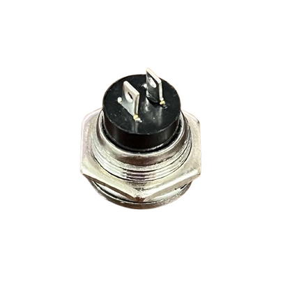 Round Push Button 1A 220V White with metal housing and two terminal pins