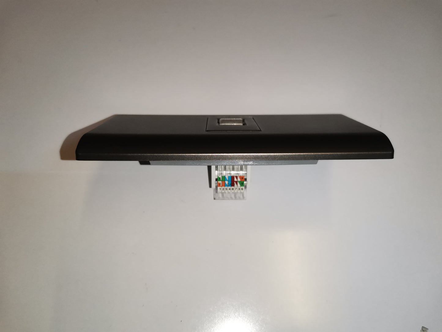 Royu 1 Gang LAN Outlet with Plate Dark Gray showing single RJ45 port and rear wiring