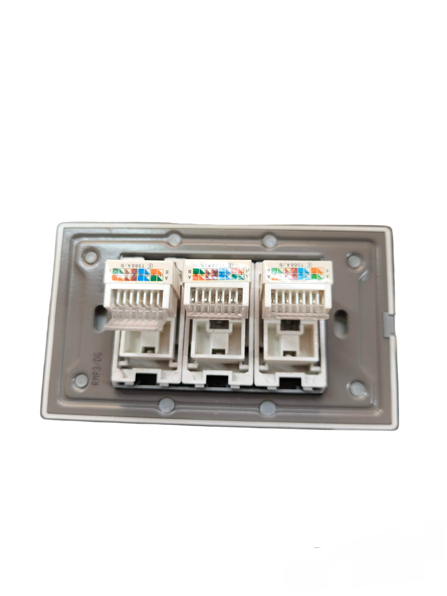 Royu 3 Gang Lan Outlet Dark Gray with three RJ45 Ethernet ports for network connectivity
