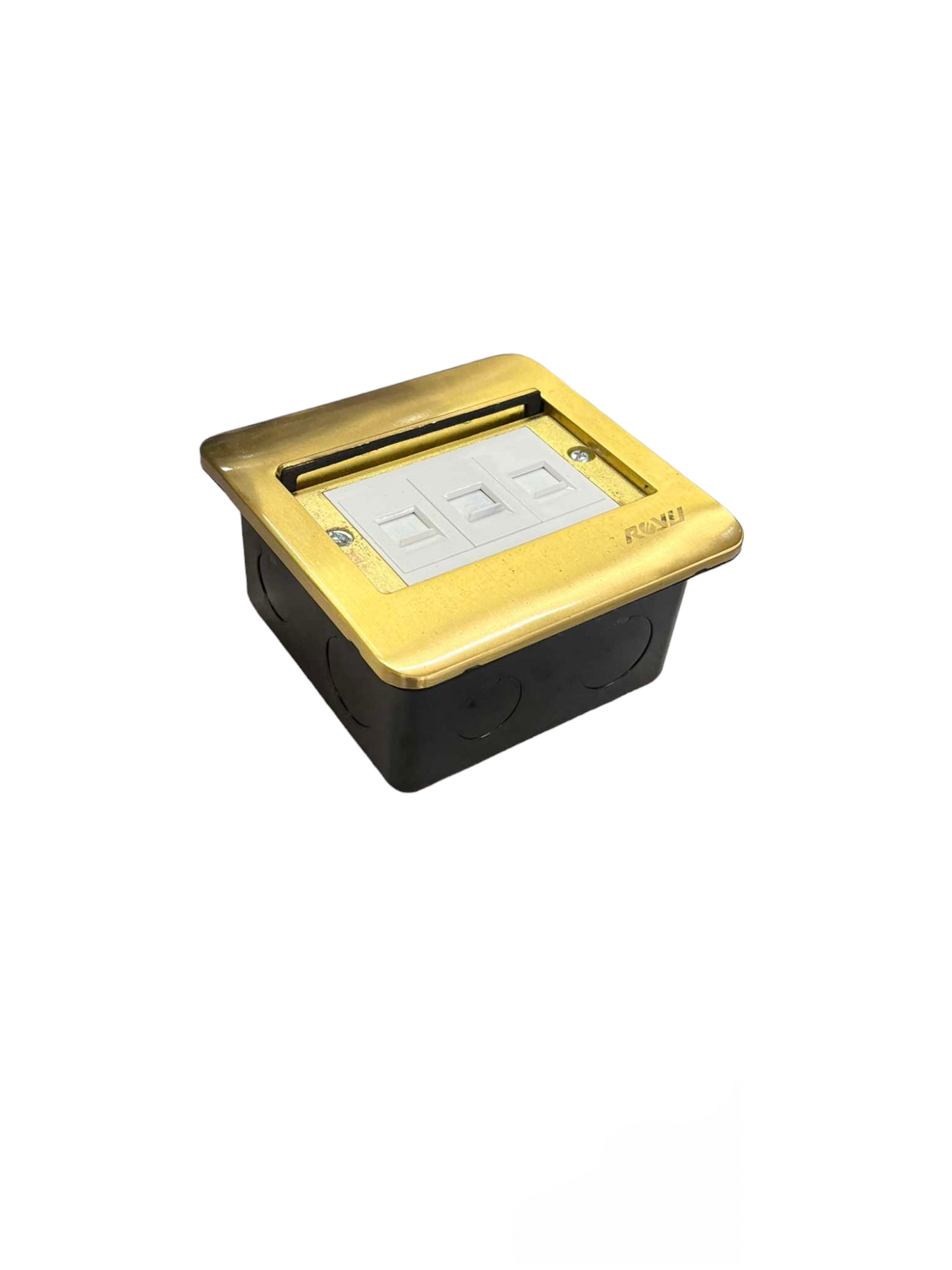 Royu Floor Outlet TEL and 2 LAN Outlet with brass frame for clean cable management