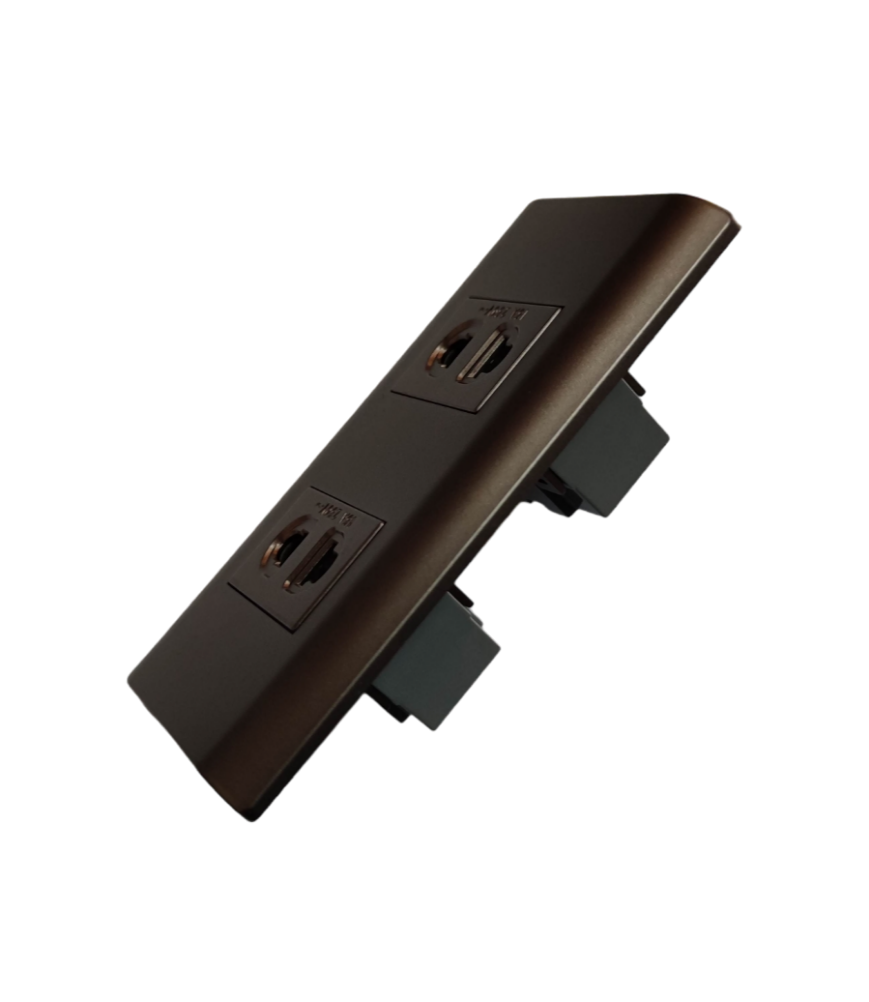 Royu 2 Gang Universal Outlet 15A 220V suitable for multiple electronic devices in sleek design
