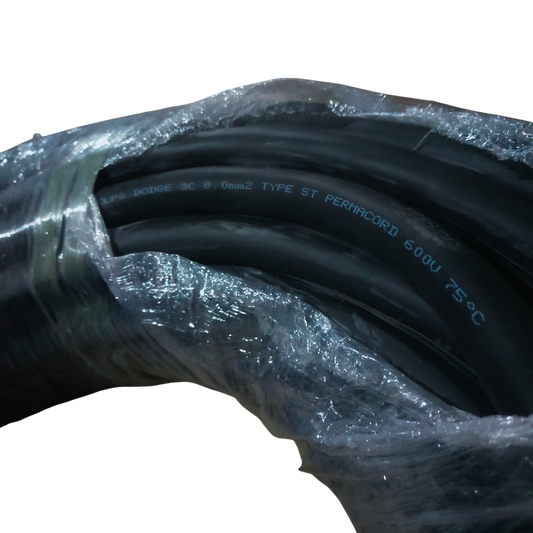 Phelps Dodge 8mm 3 core royal cord 5 meters black electrical cable wrapped in plastic